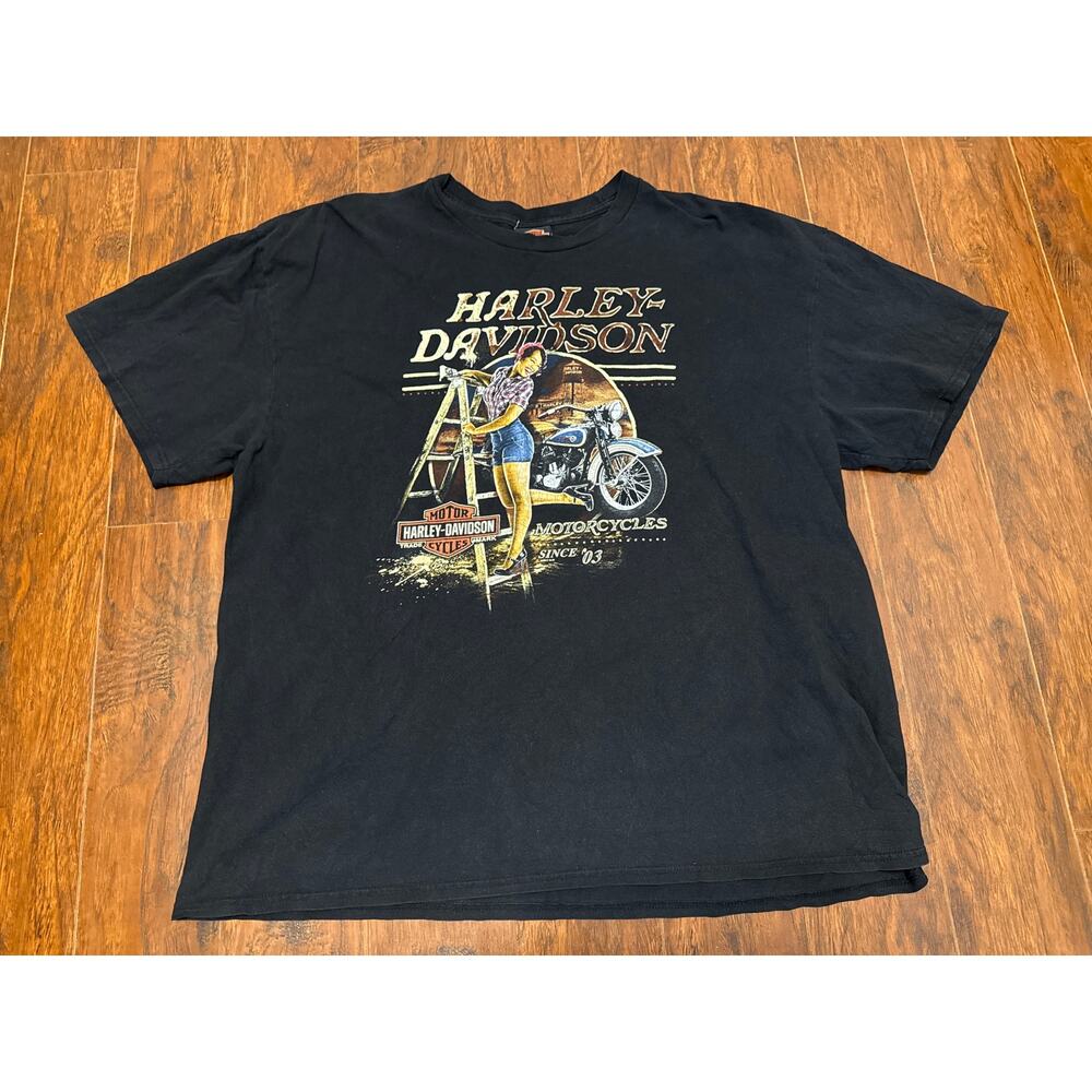 Harley Davidson T Shirt Men XXL Mad River Sandusky Ohio Babe Motorcycle